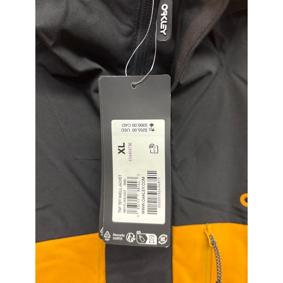 Oakley TNP TBT Shell Jacket Mens Amber Yellow Blackout Snowboard Ski XL NWT - Picture 11 of 12